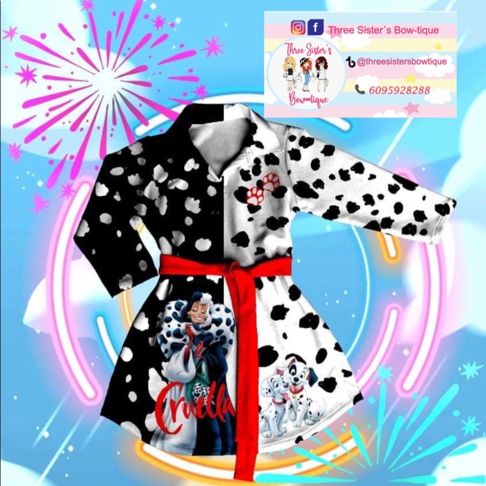 Toddler/Little Girls Dress “Cruella De Vil” Dalmatians